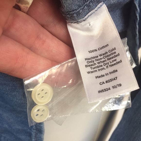 Talbots Cotton Denim Jean Shirt Blouse Button Down Western Boho Long Sleeve - Picture 7 of 7